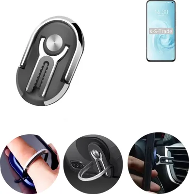 Produktbild von K-S-Trade 3in1 Smartphone-Ring Handy-Ring kompatibel mit Meizu 17 Fingerhalterung  Handyring Tischständer Lüftungsgitter-Halterung Tisch Ständer