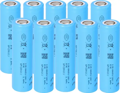 Produktbild von 10er Set EVE ICR18650-26VA Li-Ion Akkus 18650 2650mAh 13A Flat Top