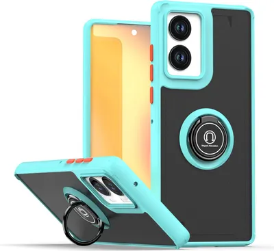 Immagine prodotto di Custodia per Motorola Edge 50 Fusion in TPU traslucido opaco con supporto ad anello e supporto Blu