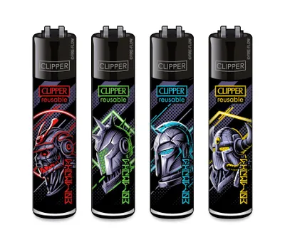 Produktbild von Clipper Feuerzeug 4er Set Cyborg Warriors