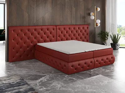 Produktbild von Boxspringbett ODEN 160x200 mit 2 Bettkästen, Bonell-Matratze und Topper. Möbel vom Hersteller- Handarbeit! Bett Komplett-Set mit Matratze, Bettkasten & Kopfteil. Modern und robust.