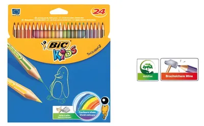 Image de Crayons de couleur BIC KIDS Tropicolors 2, étui carton de 24 pièces