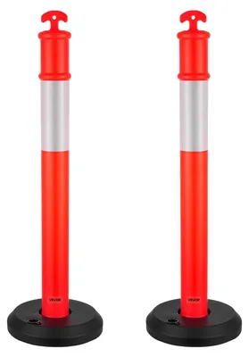 Immagine prodotto di VEVOR paletti di delimitazione del traffico 2 pezzi (114 cm) con base riempibile e strisce riflettenti, paletti di segnalazione per cantieri, parcheggi, paletti di sbarramento per il controllo della folla, rosso