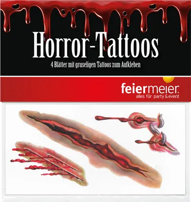 Produktbild von feiermeier Halloween Horror-Tattoos mit Narben-Motiven | 4 Bögen