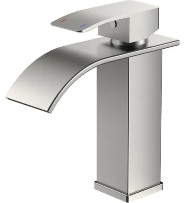 Produktbild von Wasserhahn Bad Wasserfall Waschtischarmatur Einhandmischer Brushed Nickel Auslaufhöhe 110mm Edelstahl