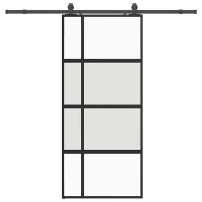 Immagine prodotto di vidaXL Porta scorrevole con rubinetteria nera 90x205 cm in vetro temperato