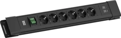 Image de BACHMANN CONNECTUS 6xCEE7/3, 1xSchalter 1xUSB A/C 22W 2,0m CEE7/7 Schwarz