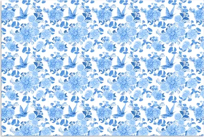 Produktbild von MuchoWow® Poster Blumen - Rosen - Blau - Muster 60x40 cm - Schlafzimmerdekoration