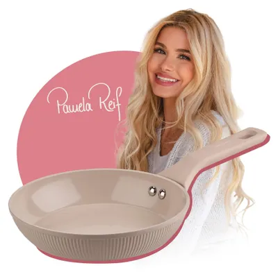 Produktbild von Fackelmann x Pamela Reif Bratpfanne Shell 20 cm  Trendige Pastell-Beige Pfanne aus Aluminium, für alle Herdarten geeignet