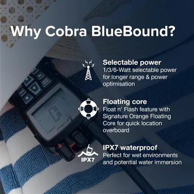 Immagine prodotto di Radio VHF marina portatile Cobra BlueBound 350, galleggiante
