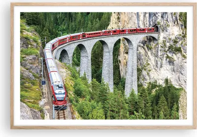 Produktbild von Gerahmtes Poster - Rahmen in heller Eiche - Viadukt Landwasser Zug - 91,5x61 cm - Wand Bild - Wanddeko - Wandbilder - Kunstposter - Wandposter - Bilderrahmen - Bilder - Kunstdruck - P2NAA91x61-4605