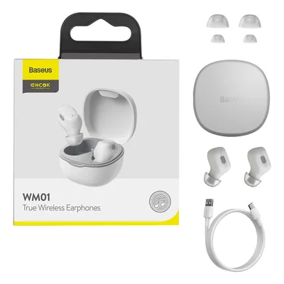 Zdjęcie produktu dla Słuchawki bezprzewodowe Baseus NGTW240002, Bluetooth 5.0, TWS, białe