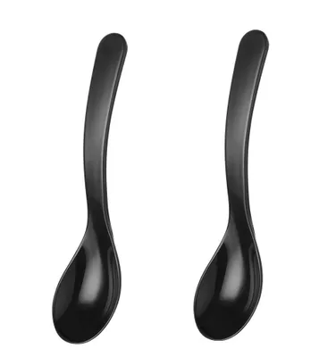 Produktbild von 2 x Salatbesteck Salatlöffel Kunststoff Schwarz 23,5cm Hitzbeständig bis 80°C