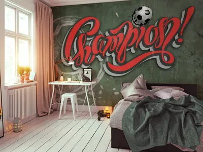 Produktbild von Vlies Fototapete Fußball 400x280 cm Tapeten Wandtapete XXL Abstrakt Ball Sport Betonoptik Champion i-C-10014-a-a
