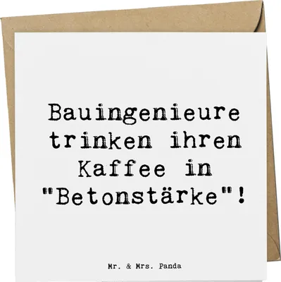 Produktbild von Mr. & Mrs. Panda doppelkarte Spruch Bauingenieur Kaffee - Weiß - Geschenk, Klappkarte, Glückwunschkarte, Ingenieurwissenschaften, anlasskarte, Berufsalltag, Tiefbau