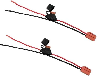 Zdjęcie produktu dla Podwójny przewód do zabezpieczenia akumulatora samochodowego z bezpiecznikiem – 2 sztuki, 33 cm – czerwony