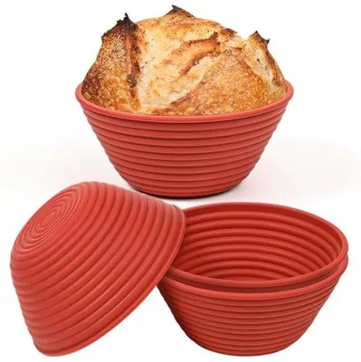 Productafbeelding van Dailygoods- Rijsmand 13 cm - Set van 4 - Siliconen - Geschikt voor zuurdesem - Duurzaam - Temperatuurbestendig van -60°C tot 240°C - Broodmand