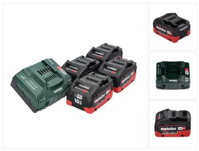 Obrázok produktu pre Metabo 18 V základná sada 4x batéria 10,0 Ah LIHD + nabíjačka ASC 145 CAS systém