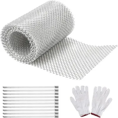 Productafbeelding van Dakgoot, bladbescherming, dakgootbescherming, 6 m x 15 cm, 304 roestvrij staal, regengoten, bladbescherming met 10