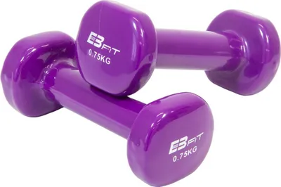 Two purple dumbbells are shown on a white background.