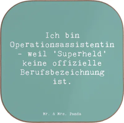 Produktbild von Mr. & Mrs. Panda Untersetzer für Gläser Spruch Operationsassistentin Heldin - Meeresbrise - Geschenk, Holzuntersetzer, gläseruntersetzer, Flaschenuntersetzer, Beruf