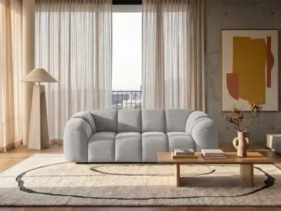 Produktbild von Sofiland Mali 3-Sitzer Sofa Strukturstoff Puente 240 cm Hellgrau