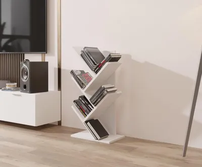 Bücherregal, 5 Ablagen, Weiß, 65x40x19 cm, MDF