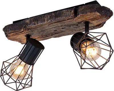 Produktbild von Deckenleuchte, Holzoptik, Metall, schwarz, L 38,5 cm