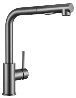Produktbild von Schwarze Küchenarmatur - Ausziehbare Mischbatterie - 2 Strahlarten - 360° drehbar - Edelstahl