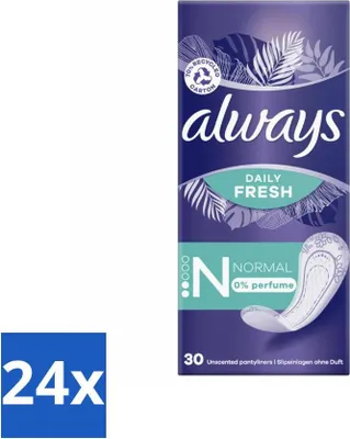 Zdjęcie produktu dla Always Daily Fresh - Wkładki higieniczne - Normal - Bezzapachowe - 30 sztuk - Value pack - 24 sztuki