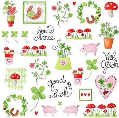 Produktbild von 20 Servietten Lovely Luck - Symbole des Glücks 33x33cm