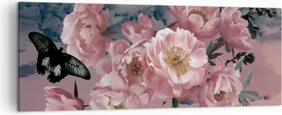 Produktbild von Bild auf Leinwand - Leinwandbild - Einteilig - Blumen Schmetterling Wolken - 140x50cm - Wand Bild - Wanddeko - Wandbilder - Leinwanddruck - Bilder - Wanddekoration - Leinwand bilder - AB140x50-4881