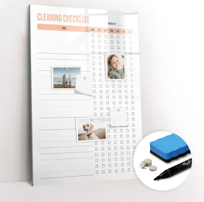 Produktbild von Magnetische Wandtafel - Schwarzer Marker + Schwamm + Magnete - 60 x 90 cm - Reinigungsplanerin