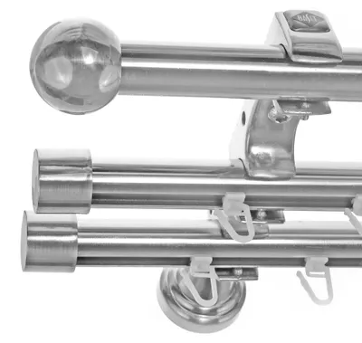 Produktbild von Rohr + Innenlauf Gardinenstange Ø 20mm Edelstahl Look 3-läufig Wandträger H60RII