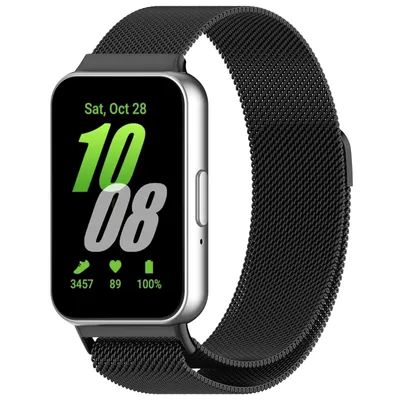 Produktbild von Strap-it Milanaise-Armband / Milanaise-Armband mit Magnetverschluss - passend für Samsung Galaxy Fit 3 (schwarz)