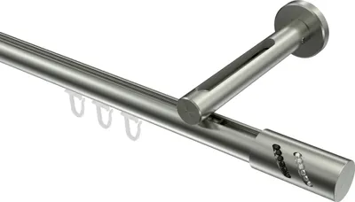Produktbild von Interdeco Innenlaufstange / Gardinenstange mit Innenlauf Edelstahl-Optik, Typ Siteno Zoena (Glitzerzylinder), 20 mm Ø 1-läufig, 240 cm