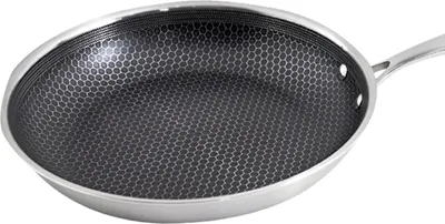Zdjęcie produktu dla Cheffinger, wok 32 cm z nieprzywierającą powłoką o strukturze plastra miodu i długą rączką, srebrny