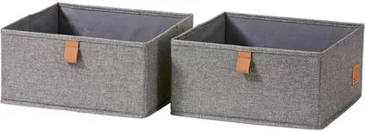 Productafbeelding van Famanu Set van 2 premium opbergboxen van stof voor kleding, 30 x 30 x 15 cm, grijs