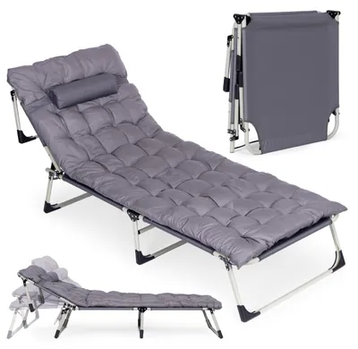 Produktbild von Sonnenliege klappbar mit Auflage und Kissen Gartenliege Relaxliege faltbar
