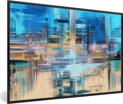 Produktbild von MuchoWow® Gerahmtes Poster Ölfarbe - Abstrakt - Malerei 60x40 cm - Poster mit Schwarzem Bilderrahmen Wandposter Rahmen Foto Bilder - Printing - Wanddeko Schlafzimmer