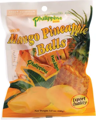 Produktbild von Philippine- getrocknete Mango-Ananas Kügelchen einzeln verpackt 100 gr.