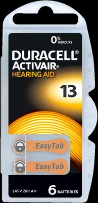 Produktbild von Duracell ActivAir 13 - Zink-Luft Hörgeräte Knopfzelle - 6er Pack