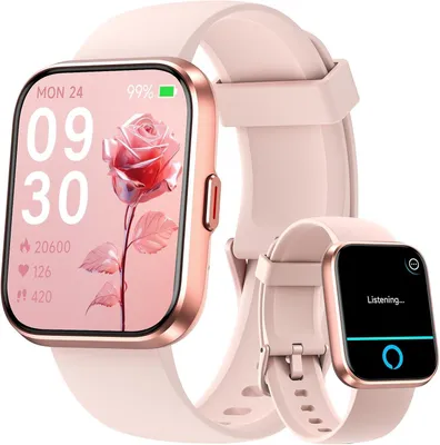 Smartwatch Frauen mit Telefonfunktion Alexa 1.8 Inch HD Touchscreen Fitness Uhr 110 Sportmodi Herzfrequenz SpO2 Schlafmonitor IP68