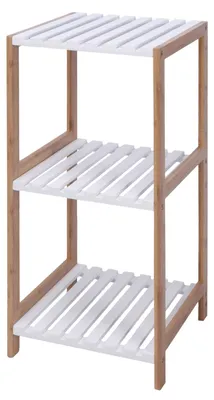 Produktbild von Badezimmerregal Badregal Bambus weiss 3 Böden Holzregal Regal Standregal Bambusregal Bad
