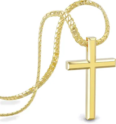 Produktbild von SERASAR Premium Halskette Herren [Faith] | Rostfreier 316L Chirurgenstahl | Wasserfest | Stabile Panzerkette | Sicherer Verschluss | Gold, 50cm | Inklusive Schmuckschachtel