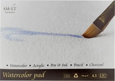 Obrázek produktu pro SMLT akvarelový papír A3 260g 20 listů pro malbu a kresbu