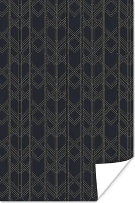 Produktbild von MuchoWow® Poster Geometrisch - Art déco - Schwarz - Gold 120x180 cm - Kunstposter