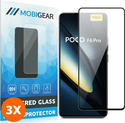 Produktbild von Mobigear Premium 9.98 POCO F6 Pro Panzerglas Gehärtetes Glas Displayschutz - Hüllenfreundlich (3er Pack)
