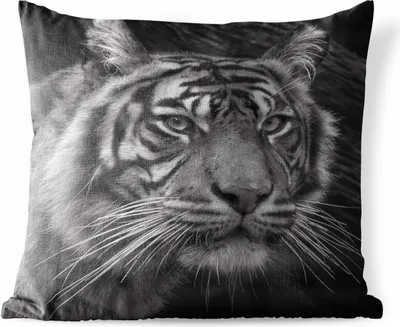 Produktbild von MuchoWow® Outdoor Kissen - Tiger - Wild - Schwarz - Weiß - 60x60 cm - Wetterfest - Lounge Kissen - Dekoration - Schlaf Kissen