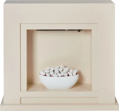 Produktbild von BELIANI Elektrokamin Beige mit LED Flammeneffekt Kieselsteine Weiß Elektrischer Kamin Kaminumrandung Thermostat Heizung für Wohnzimmer